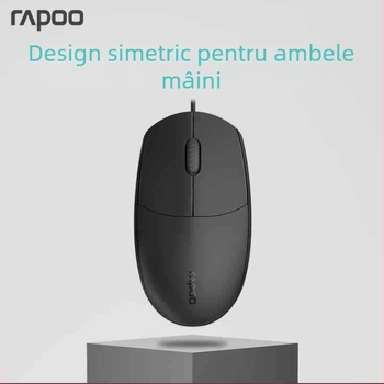 Rapoo N100 mouse optic cu fir USB, pentru laptop, 1600 DPI, 3 butoane, ergonomic