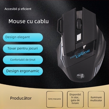 Mouse gaming cu cablu G06 — 1600 DPI, USB, 5 butoane, ergonomic