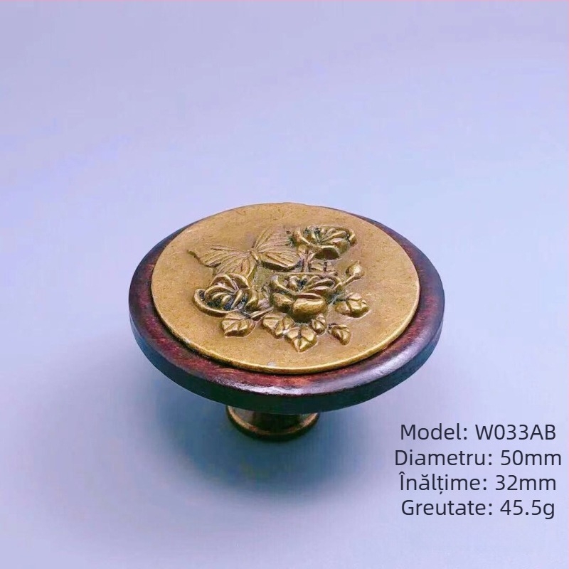 ARTIC W17145 mâner pentru dulap/sertar cu floare încrustată — placare electroplată, montaj pe suprafață, stil Nou Chinezesc / Simplitate modernă / Lux ușor