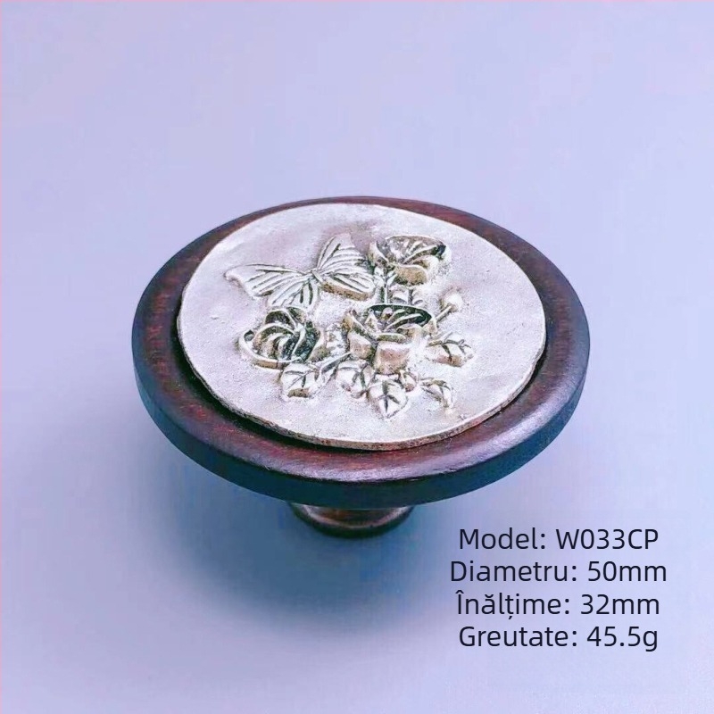 ARTIC W17145 mâner pentru dulap/sertar cu floare încrustată — placare electroplată, montaj pe suprafață, stil Nou Chinezesc / Simplitate modernă / Lux ușor