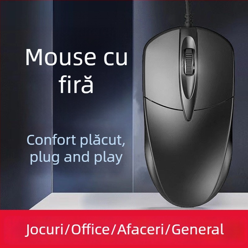 Mouse optic cu fir USB M2, 2 butoane, destinat pentru afaceri/birou și notebook-uri