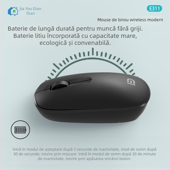 Mouse wireless Fox E311 cu 2 butoane, senzor optic, design ergonomic, 80 g, pentru birou
