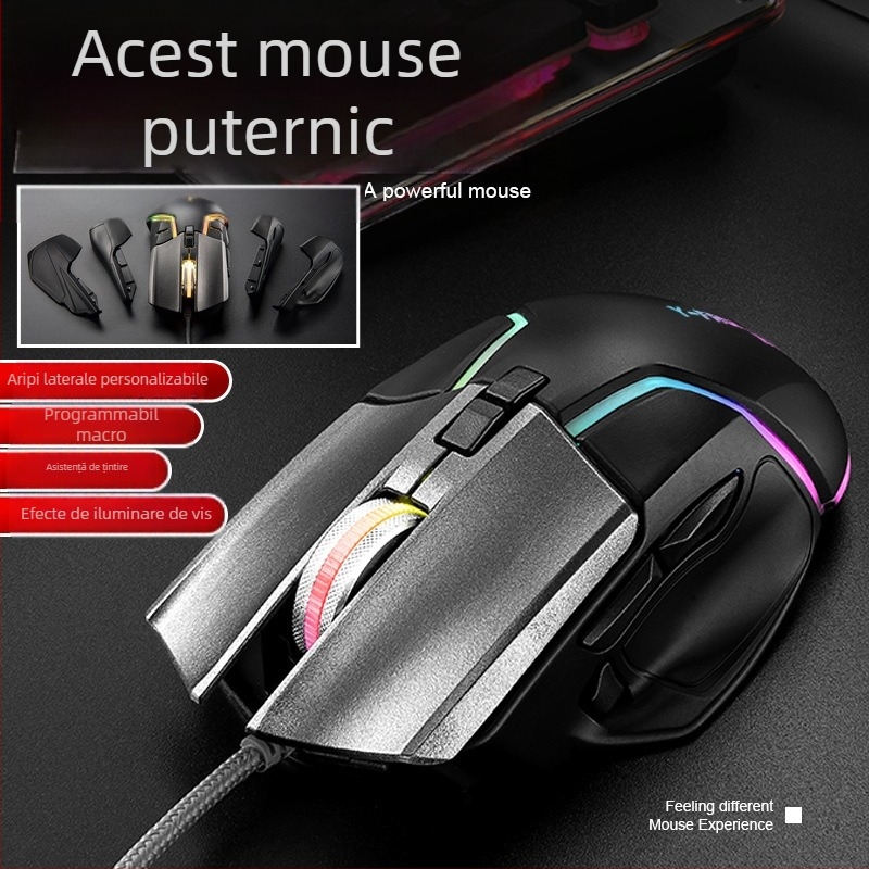 Mouse optic de gaming Y2, 8 butoane programabile, 7200 DPI, rezoluție reglabilă în șase trepte, conexiune USB