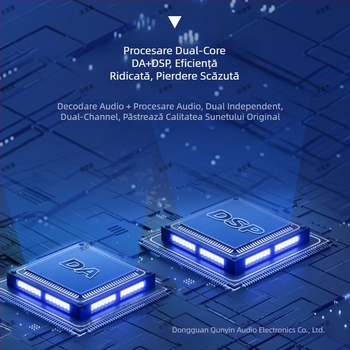 Amplificator auto DSP cu subwoofer integrat și șasiu din aliaj de aluminiu, greutate 2.95, tensiune 10-16V, SNR > 102 dB