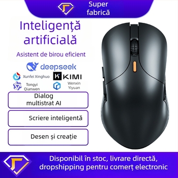 Mouse optic wireless M5 AI, trei moduri, 4000 DPI, 6 butoane, receptor USB, 2.4G/Bluetooth, ergonomic