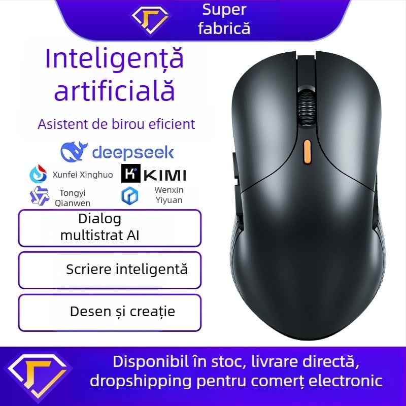 Mouse optic wireless M5 AI, trei moduri, 4000 DPI, 6 butoane, receptor USB, 2.4G/Bluetooth, ergonomic