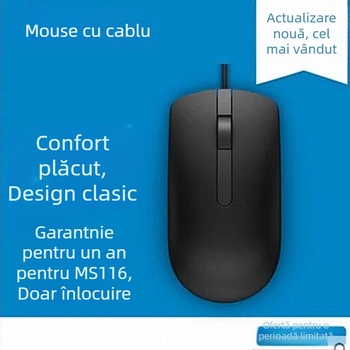 MS116 mouse optic, conexiune USB cablată, 1000dpi, 3 butoane, rotiță de derulare cu patru direcții