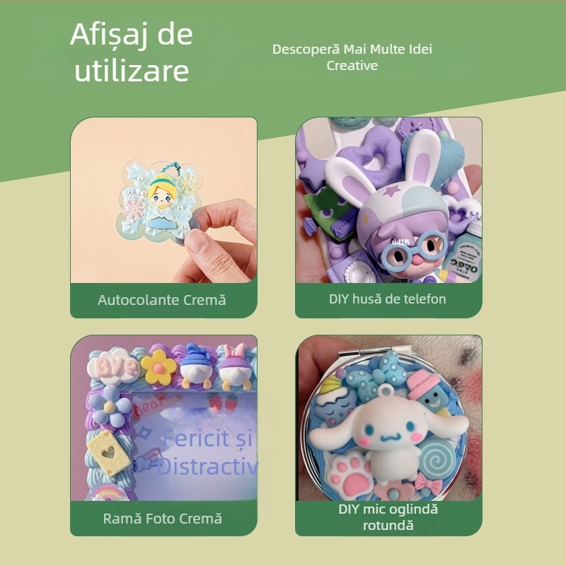 Set DIY lipire cremă pentru accesorii de husă de telefon, lipici de frumusețe, materiale handmade în sticluță, pachet de materiale pentru agrafe de păr și jurnal