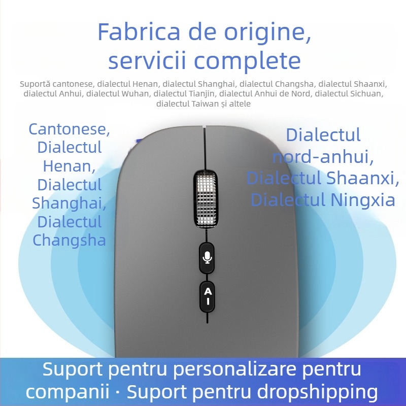 Mouse optic fără fir, Bluetooth și 2.4G, 1600 DPI, 5 butoane, distanță de până la 10 m