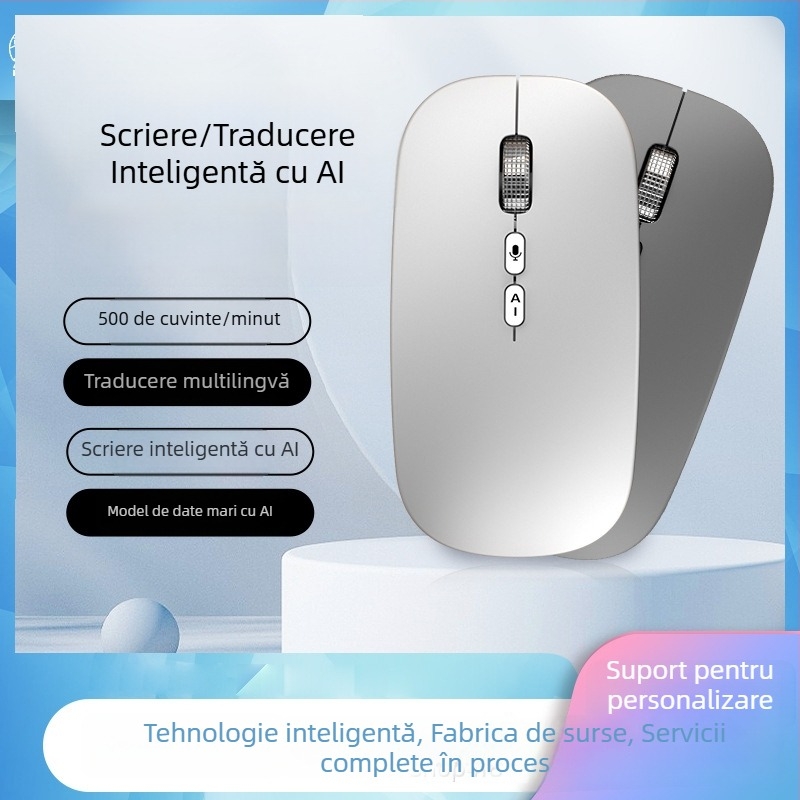 Mouse optic fără fir, Bluetooth și 2.4G, 1600 DPI, 5 butoane, distanță de până la 10 m