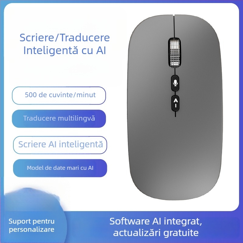 Mouse optic fără fir, Bluetooth și 2.4G, 1600 DPI, 5 butoane, distanță de până la 10 m