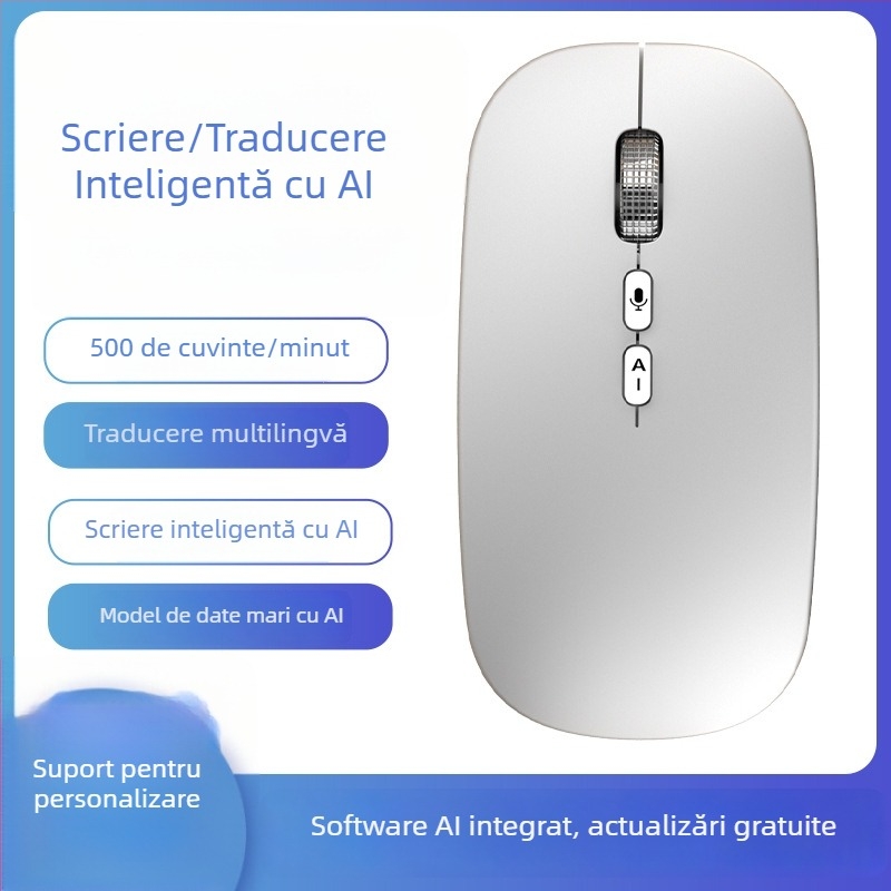 Mouse optic fără fir, Bluetooth și 2.4G, 1600 DPI, 5 butoane, distanță de până la 10 m