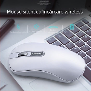 Mouse wireless silențios cu încărcare, 1200 DPI, 2.4G USB, design ergonomic, Model T2