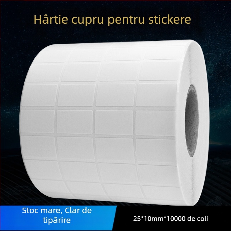 Etichetă autoadezivă cu placă de cupru – suprafață lucioasă, adeziv pe bază de apă, grosime 80 mm, potrivită pentru electronice, alimente, medicamente, cosmetice, îmbrăcăminte