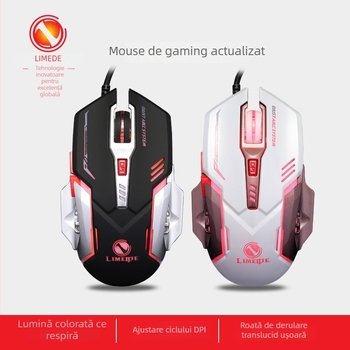LIMEIDE Q7 USB optic mouse pentru desktop, 1200 DPI, 7 butoane, cablu 1,5 m