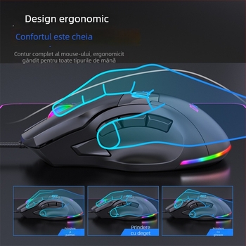 Mouse de gaming X10, 9 taste, USB cablat, 12000 DPI, reglaj DPI în 6 trepte, design ergonomic