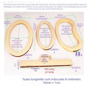 Inel metalic pentru mânerul genților – formă ou-ovală, bară dreaptă, inel mare, pentru femei