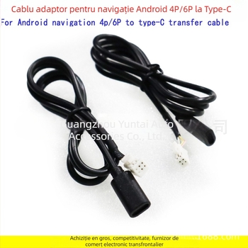 Cablu adaptor 4P6P la Type-C femelă pentru navigație Android — conductor din cupru, compatibil Android, fără personalizare, modificare audio, Evoresn/Yisen