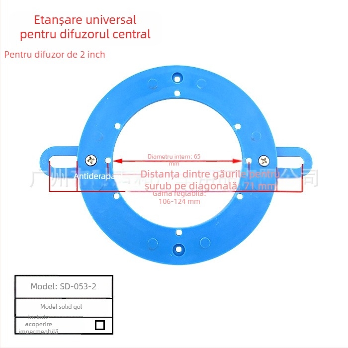 Suport universal de montaj pentru audio auto cu inel central din plastic și garnitură pentru difuzoare midrange