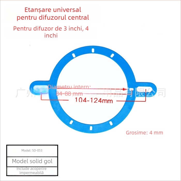 Suport universal de montaj pentru audio auto cu inel central din plastic și garnitură pentru difuzoare midrange