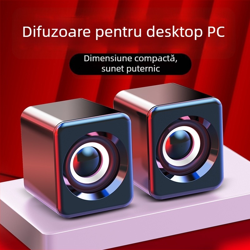 Boxe pentru calculator desktop, 2 difuzoare, alimentare USB, intrare 3.5 mm, Bluetooth 5.0, interval de frecvență 100 Hz–20 kHz