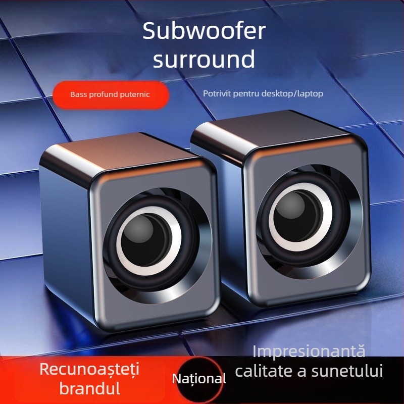 Boxe pentru calculator desktop, 2 difuzoare, alimentare USB, intrare 3.5 mm, Bluetooth 5.0, interval de frecvență 100 Hz–20 kHz