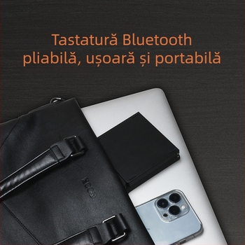 Castkey B089 Tastatură Bluetooth pliabilă, 81 de taste, cu keypad numeric, wireless, compatibilă cu trei sisteme de operare, ABS corp