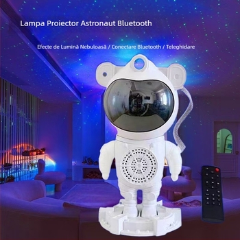 Lampa decorativă astronaut cu difuzor Bluetooth, alimentare USB, telecomandă, montare pe podea sau pe perete