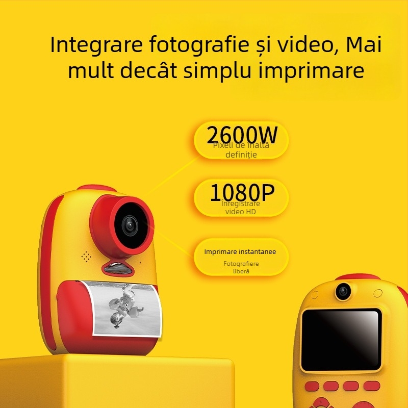 Cameră digitală Polaroid pentru copii cu imprimare termică, obiectiv dual, model D10, card TF, LCD 2,0 inch, senzor 1–5 MP, carcasă ABS