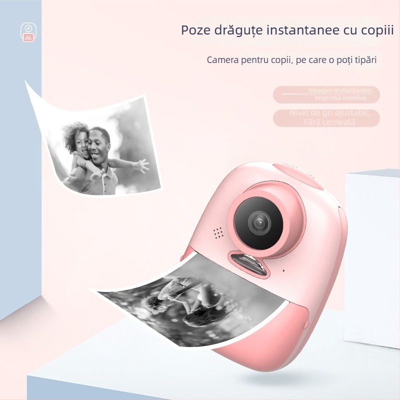 Cameră digitală Polaroid pentru copii cu imprimare termică, obiectiv dual, model D10, card TF, LCD 2,0 inch, senzor 1–5 MP, carcasă ABS