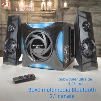 Boxe pentru calculator 2.1, ieșire 60W, Bluetooth 5.2, redare USB, slot pentru card, redare MP3