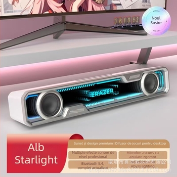 Boxe desktop pentru gaming cu Bluetooth 5.0 și alimentare USB, iluminare Abyss, sistem stereo cu 2 canale, 20Hz-20kHz, SNR ≥85dB, rază de 10 m