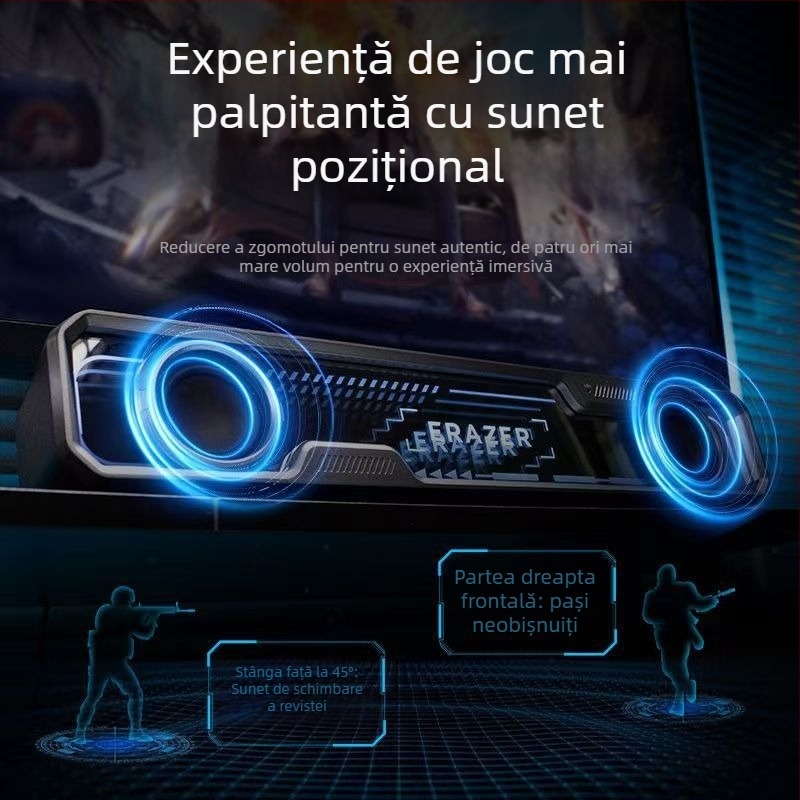 Boxe desktop pentru gaming cu Bluetooth 5.0 și alimentare USB, iluminare Abyss, sistem stereo cu 2 canale, 20Hz-20kHz, SNR ≥85dB, rază de 10 m