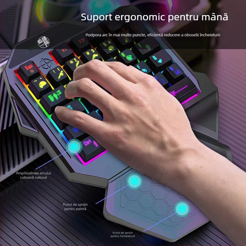 Tastatură de gaming cu fir, 35 taste, arhitectură X, iluminare RGB, rezistentă la apă