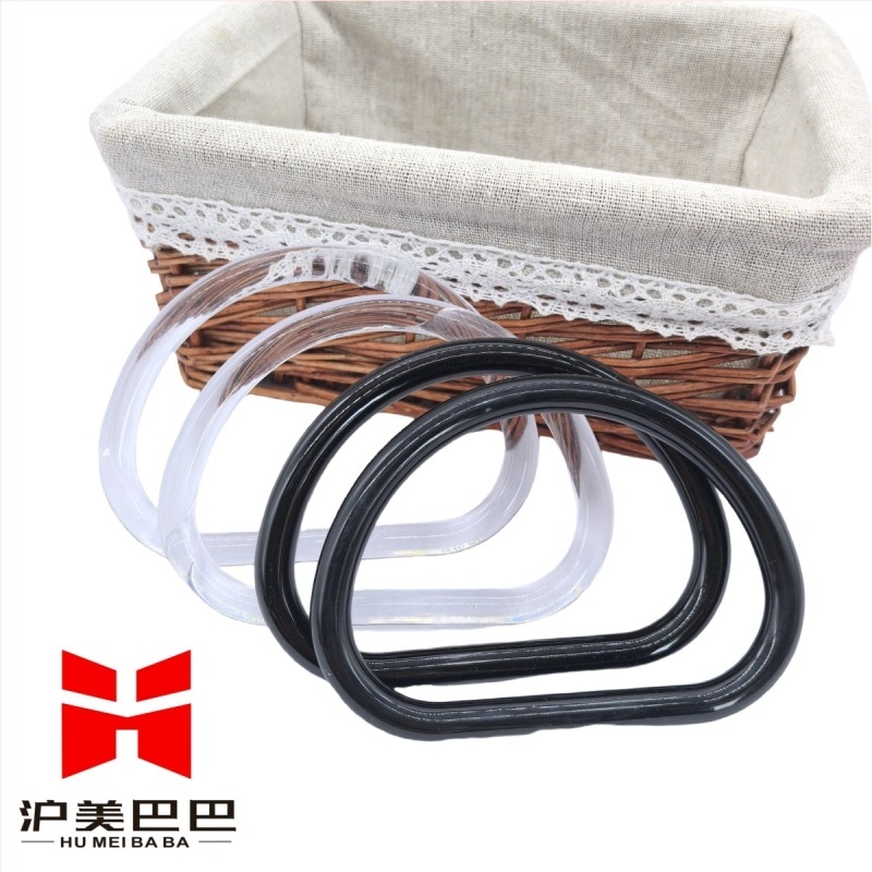 Mâner acrilic cu inel circular în formă D și mâner semicircular pentru geantă, accesoriu DIY, impermeabil, stil proaspăt și dulce