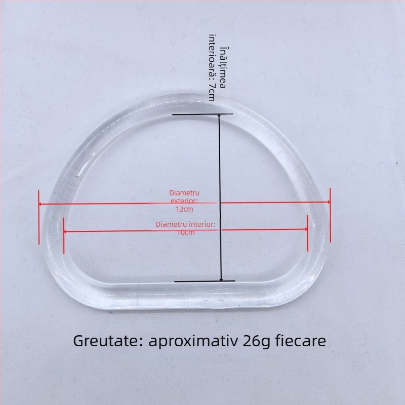 Mâner acrilic cu inel circular în formă D și mâner semicircular pentru geantă, accesoriu DIY, impermeabil, stil proaspăt și dulce