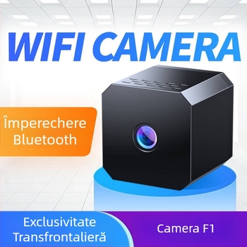 Cameră F1 – 1080P HD Viziune Noapte IR, Cameră de Securitate Wi‑Fi la Distanță, Stocare TF Card + Cloud, Video și Fotografii
