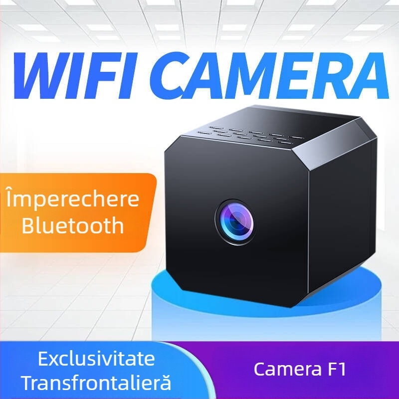 Cameră F1 – 1080P HD Viziune Noapte IR, Cameră de Securitate Wi‑Fi la Distanță, Stocare TF Card + Cloud, Video și Fotografii