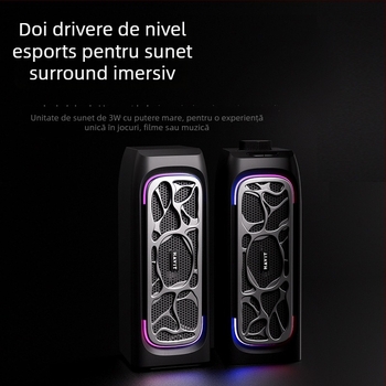 Hawthorne Bluetooth RGB sistem de boxe pentru desktop, stereo cu 2 difuzoare, 5W, alimentare USB, 20Hz-20kHz, SNR ≥75dB