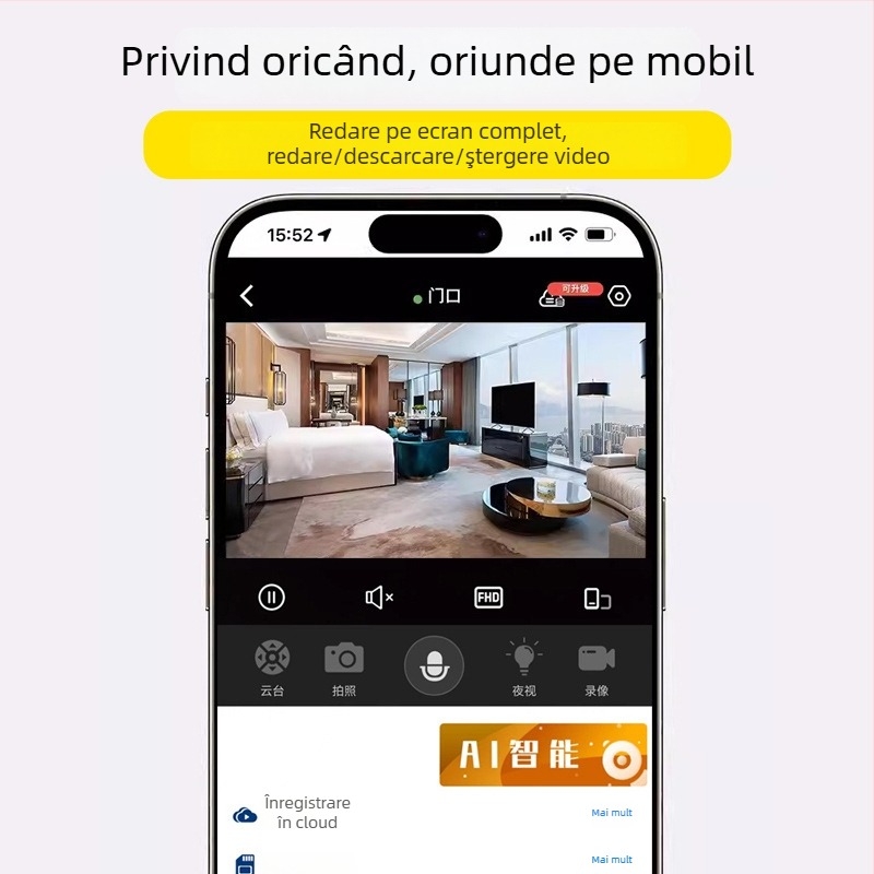 Cameră de supraveghere wireless cu vedere de noapte și Wi-Fi, rezoluție 2304x1296P, senzor 3CMOS, ecran LCD 1.5-inch