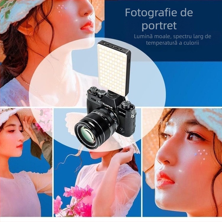 ST-120 LED Lumină de umplere pentru telefon/DSLR – iluminare portabilă pentru streaming live, 10–50W, 3.7V, trei temperaturi de culoare, control manual