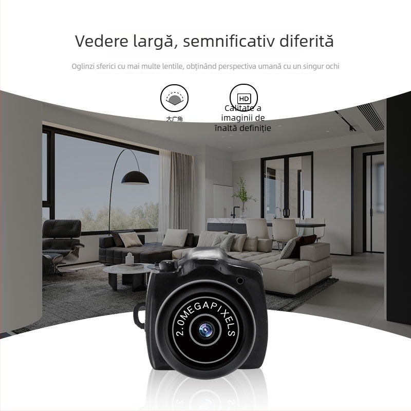 Mini cameră pentru înregistrare video și fotografii, model Y2000, stocare pe card TF, senzor până la 1 MP, caroserie din plastic, autonomie baterie 3-5 ore