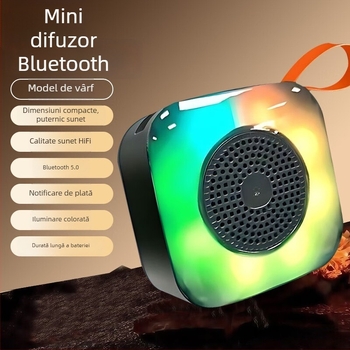 Boxă Bluetooth portabilă mică pentru exterior — 5W ieșire, alimentare USB, baterie încorporată 800–1000 mAh, răspuns în frecvențe 60 Hz–15 kHz, SNR ≥70 dB, model X16