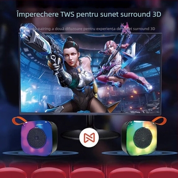 Boxă Bluetooth portabilă mică pentru exterior — 5W ieșire, alimentare USB, baterie încorporată 800–1000 mAh, răspuns în frecvențe 60 Hz–15 kHz, SNR ≥70 dB, model X16