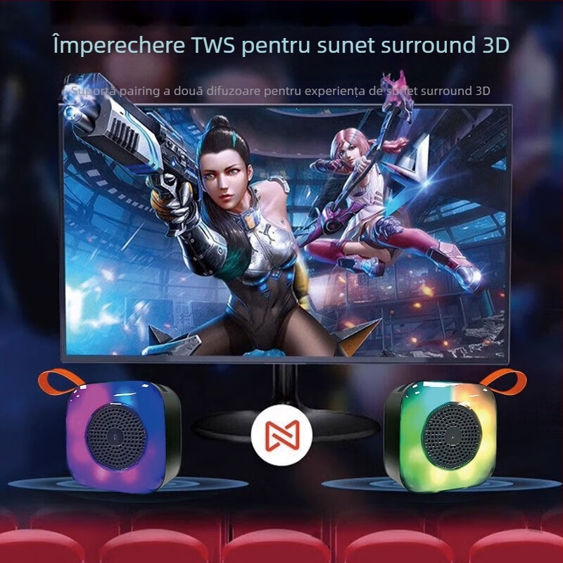 Boxă Bluetooth portabilă mică pentru exterior — 5W ieșire, alimentare USB, baterie încorporată 800–1000 mAh, răspuns în frecvențe 60 Hz–15 kHz, SNR ≥70 dB, model X16