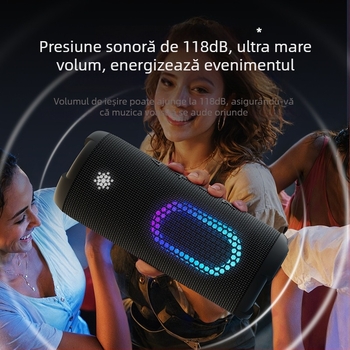 Difuzor Bluetooth Wanyinba M9 – IPX7 Rezistent la apă, 40W Putere, Baterie încorporată 6000mAh, Bluetooth 5.3, Sistem de 4 difuzoare