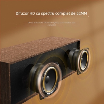 Difuzor Bluetooth pentru calculator, carcasă din lemn — Bluetooth 5.3; putere 5W; răspuns în frecvență 60 Hz–15 kHz; SNR ≥70 dB; rază 10 m