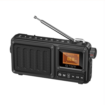 Boxă Bluetooth multifuncțională cu slot pentru card, subwoofer, radio și lanternă, afișaj pentru versuri; 5W, alimentare USB, 5V, baterie înlocuibilă 1200–2000 mAh, 1 difuzor, 100 Hz–20 kHz, SNR ≥70 dB, distanță până la 10 m, carcasă ABS