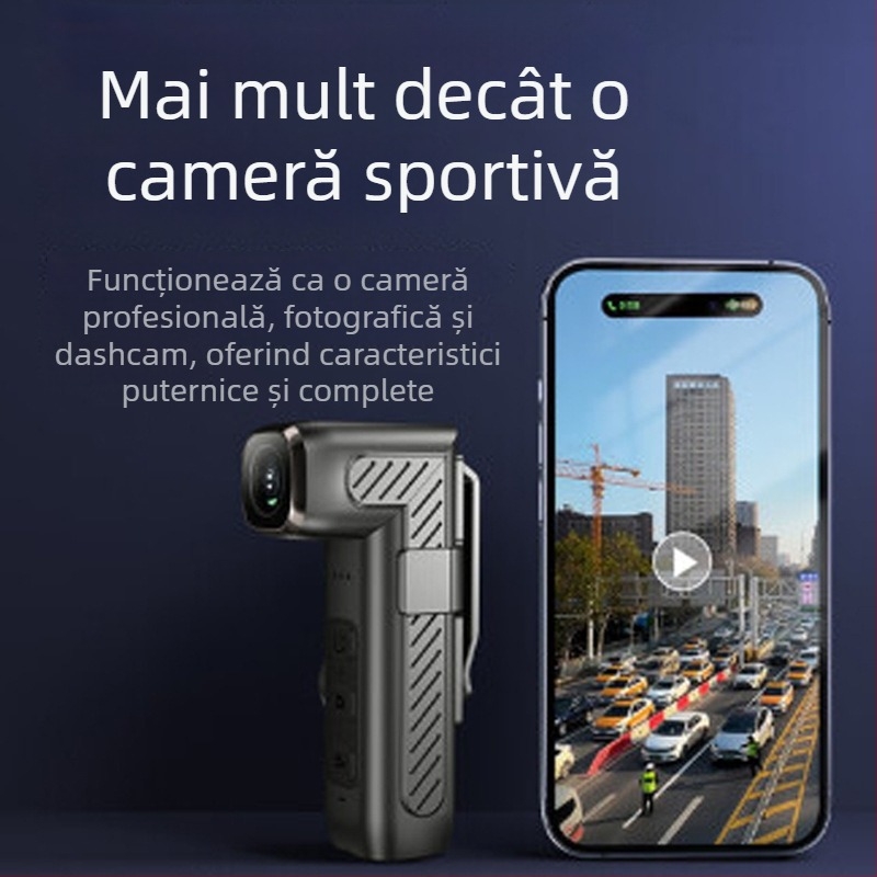 Cameră de acțiune pentru cască cu Wi-Fi, senzor CMOS, 1080p, stabilizare dublă, stocare MicroSD