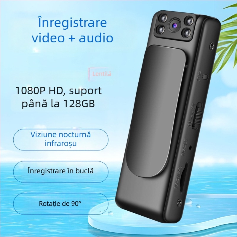 M6 înregistrator portabil cu clips, cameră HD pentru conferințe, vizualizare nocturnă infraroșu, carcasă ABS